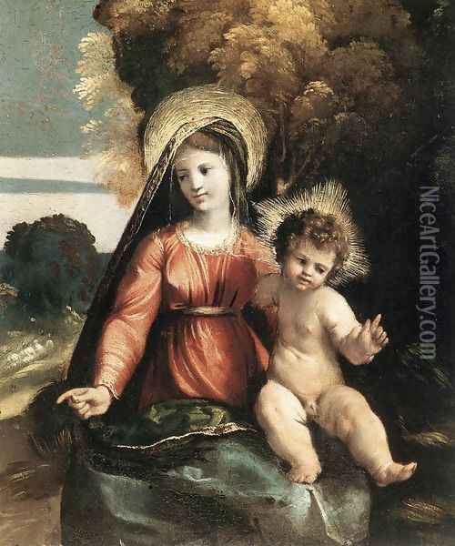 Madonna and Child c. 1525 Oil Painting - Dosso Dossi
