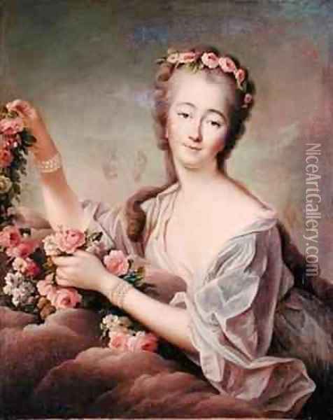 Portrait of the Countess du Barry 1743-93 as Flora Oil Painting - Francois-Hubert Drouais