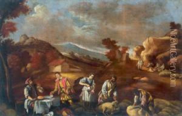 Bauern Bei Der Schafschur Oil Painting - Pedro De Orrente