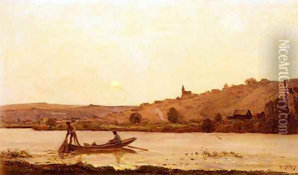 Bord De L'Oise (By the Banks of l'Oise) Oil Painting - Hippolyte Camille Delpy