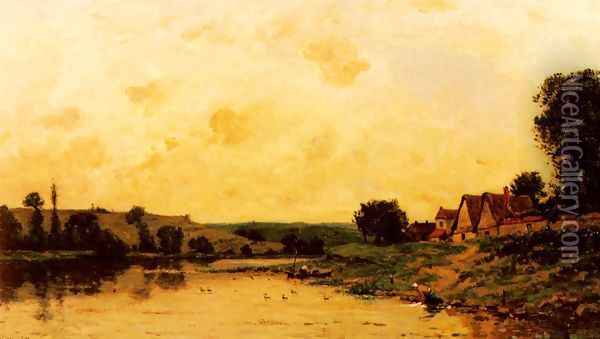 Lavandiere Au Bord De La Riviere (Washerwomen by the Banks of a River) Oil Painting - Hippolyte Camille Delpy