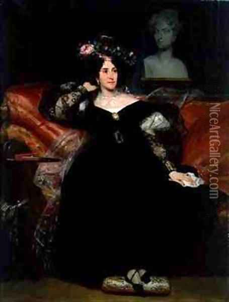 Portrait of Madame Jules Antoine Droz Oil Painting - Eugene Francois Marie Joseph Deveria