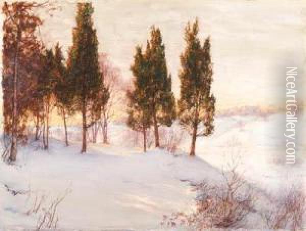 Sunlit Reflections In Winter Oil Painting - Walter Launt Palmer