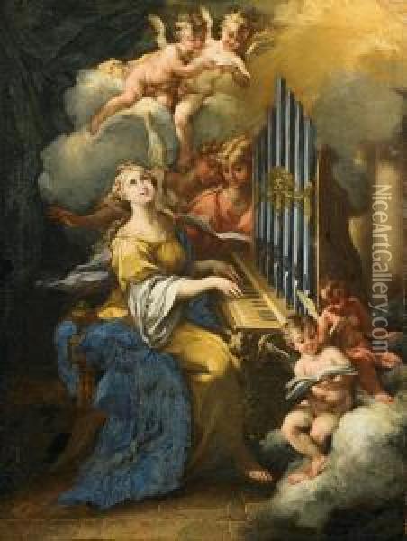 Hl. Cacilia Oil Painting - Michele Da Parma (see Rocca)