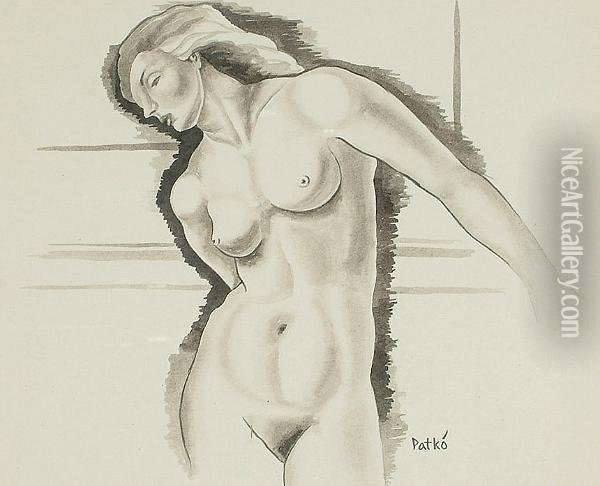 Female Nude Study. Oil Painting - Karoly Patko