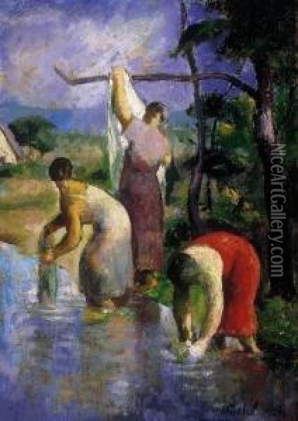 By The Brook Oil Painting - Karoly Patko