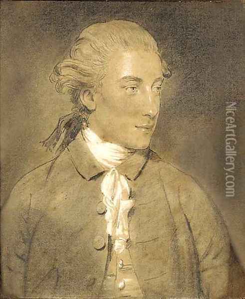 Portrait of John Mortlock of Cambridge (1755-1816), half length, in a black jacket and white stock Oil Painting - John Downman