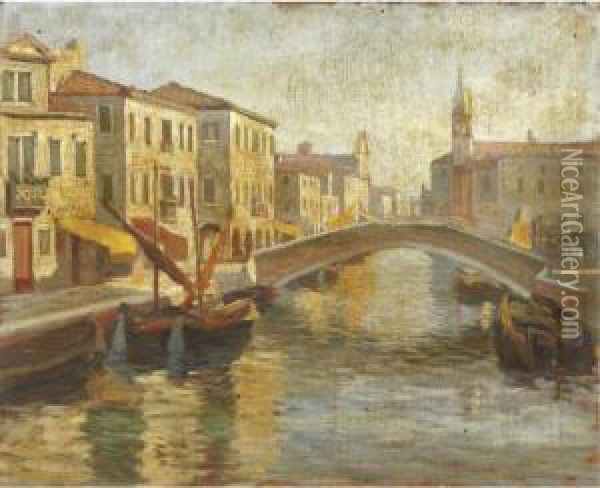 Canale Veneziano Oil Painting - Angelo Pavan