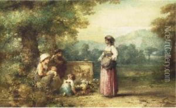 A Family In The Campagna Oil Painting - Karel Frans Philippeau