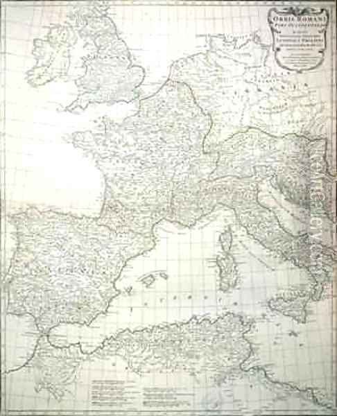 Map of the western part of the Roman Empire Oil Painting - Jean-Baptiste d'Anville