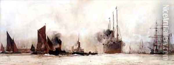 On the Thames Gravesend Oil Painting - Charles Edward Dixon