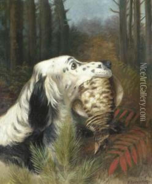 An English Setter With A Partridge Oil Painting - Alexander Pope