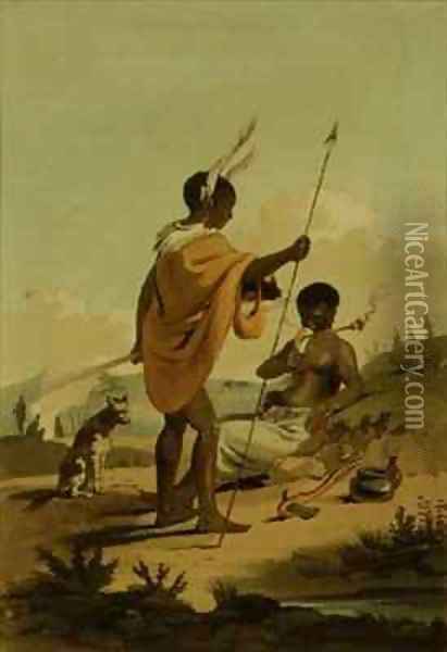 Bushooana Man and Woman Oil Painting - Samuel Daniell