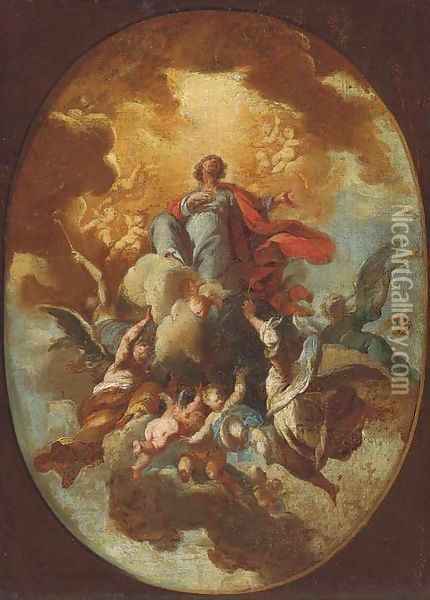 The Ascension of Christ a modello for a ceiling painting Oil Painting - Gaspare Diziani