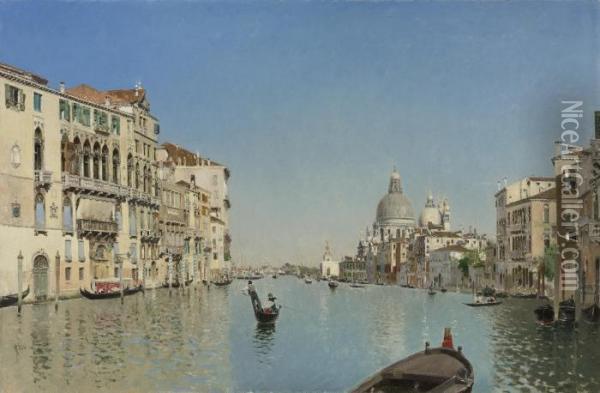 A Gondola On The Grand Canal Oil Painting - Martin Rico y Ortega