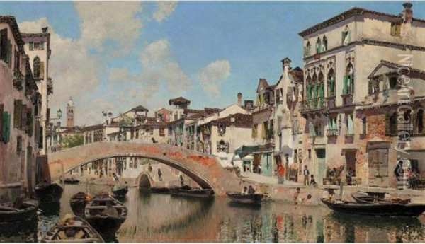 Canal De Venecia (venetian Canal) Oil Painting - Martin Rico y Ortega