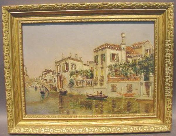 A Venetian Canal Oil Painting - Martin Rico y Ortega