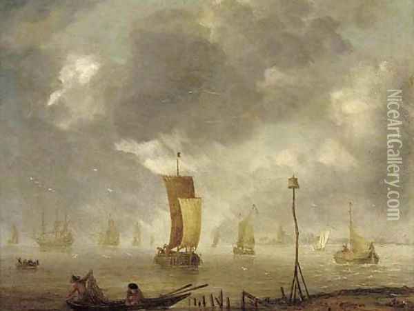 Shipping in calm waters Oil Painting - Willem van Diest