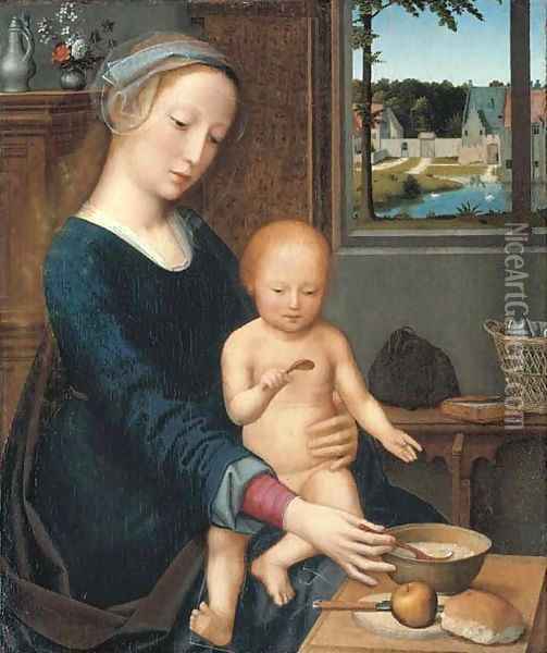 The Virgin and Child with the Milk Soup Oil Painting - Gerard David