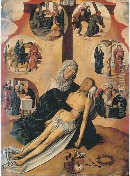 The Lamentation, with medallions depicting The Circumcision Oil Painting - Gerard David