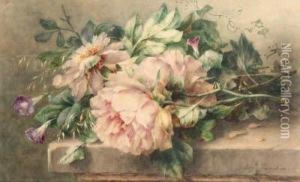 A Still Life With Peonies And Morning Glory Oil Painting - Margaretha Roosenboom