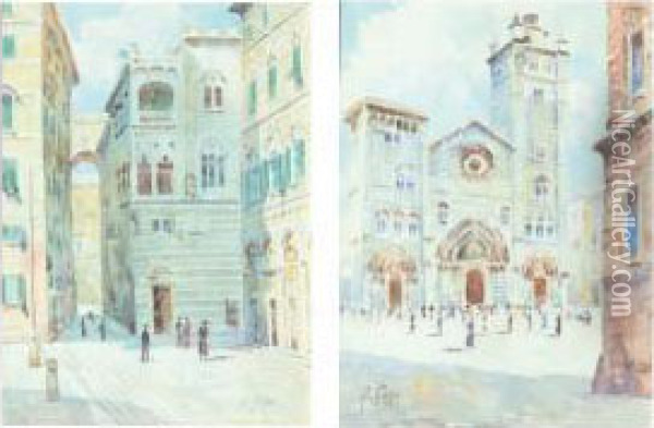 Genova, Cattedrale Di San Lorenzo - Genova, Piazza San Matteo Oil Painting - Alberto Rossi