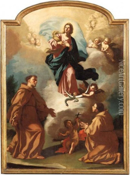 Madonna Immacolata E Due Santi Francescani Oil Painting Reproduction By Nicola Maria Rossi Niceartgallery Com