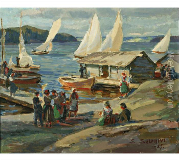 Regatta Oil Painting - Santeri Salokivi