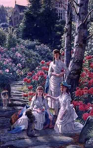 The Princesses Louise Victoria and Maude Visiting Cragside in 1884 Oil Painting - Henry Hetherington Emmerson