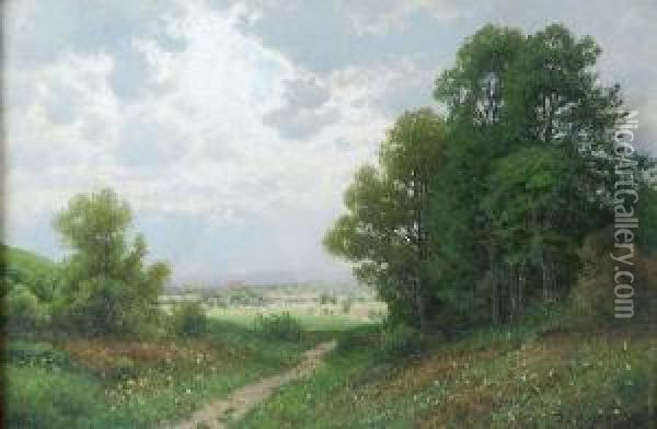 Pejzaz Letni Oil Painting - Josef Schoyerer