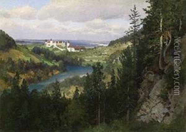 Blick Auf Fussen. Oil Painting - Josef Schoyerer