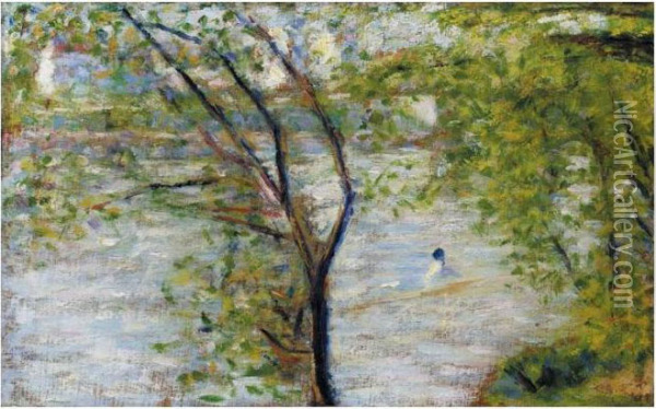 Une Perissoire (etude Pour 'bords De La Seine A L'ile De La Grande Jatte') Oil Painting - Georges Seurat