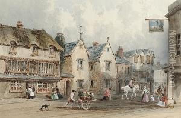 Fore Street, Cullompton, Devon Oil Painting - George Sidney Shepherd