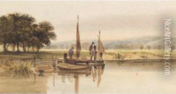 Fisherman On The Jetty Oil Painting - George Sidney Shepherd