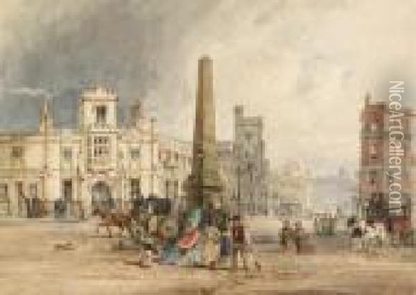 The Obelisk, St. George's Circus, London Oil Painting - George Sidney Shepherd