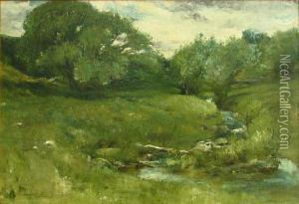 A Babbling Summer Brook Oil Painting - Walter Shirlaw