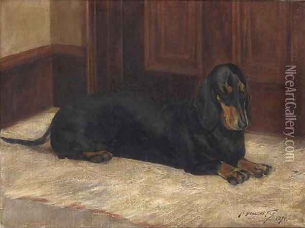 A dachshund in an interior Oil Painting - Roger Fry