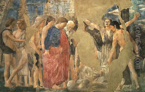 The Death of Adam (detail of Adam's Burial) c. 1452 Oil Painting - Piero della Francesca