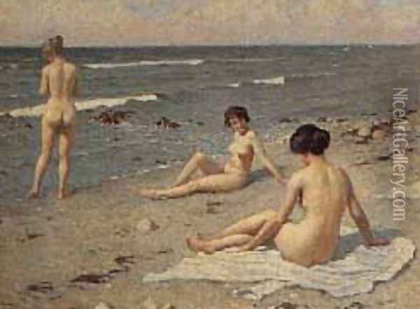 The Three Bathers Oil Painting - Paul-Gustave Fischer
