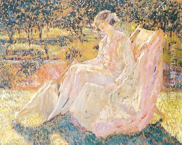 Sunbath, c.1913 Oil Painting - Frederick Carl Frieseke