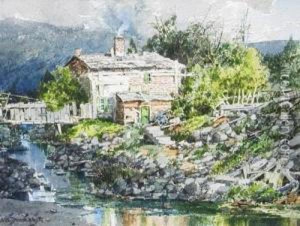 Cabin On The Stream Oil Painting - William Louis Sonntag