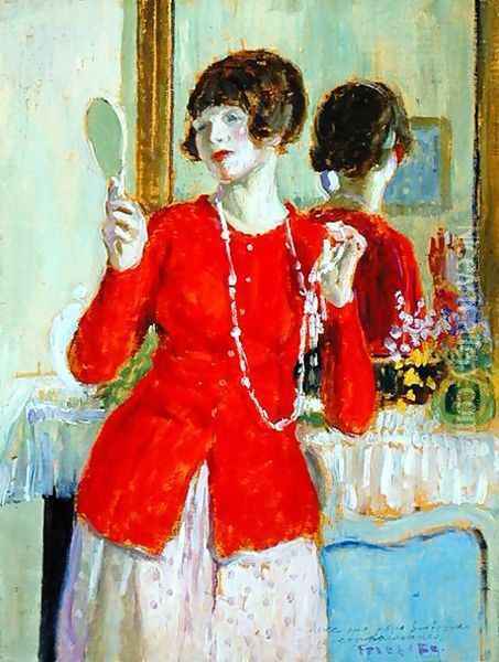 Woman with a Mirror Oil Painting - Frederick Carl Frieseke