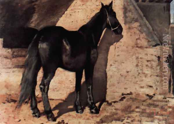 Black horse in the sun Oil Painting - Giovanni Fattori