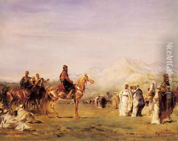 Arab Encampment In The Atlas Mountains Oil Painting - Eugene Fromentin