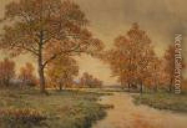 Autumnalriver Landscape Oil Painting - Arthur Suker