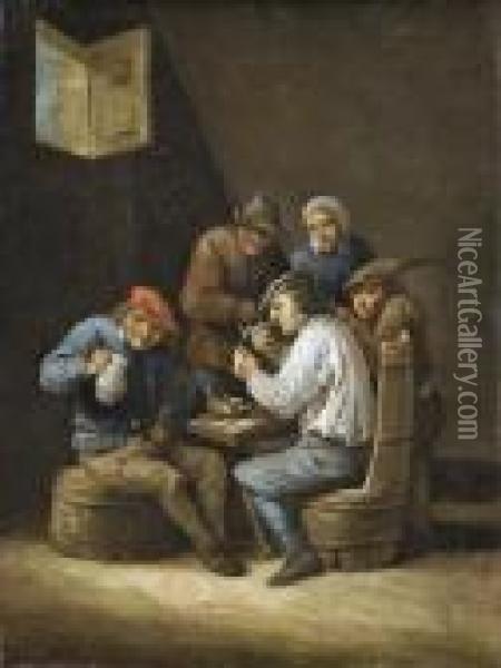 Osteria Con Fumatori Di Pipa Oil Painting - David The Younger Teniers