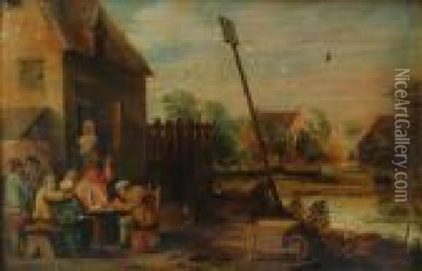 Peasant Outside A Tavern Oil Painting - David The Younger Teniers