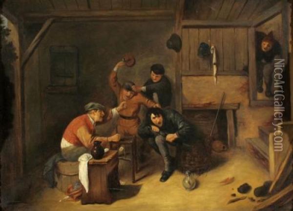 Drunken Brawl Oil Painting - David The Younger Teniers