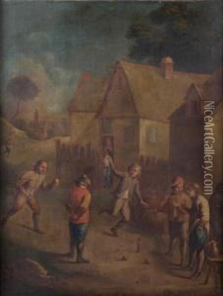 Les Joueurs De Boules Oil Painting - David The Younger Teniers