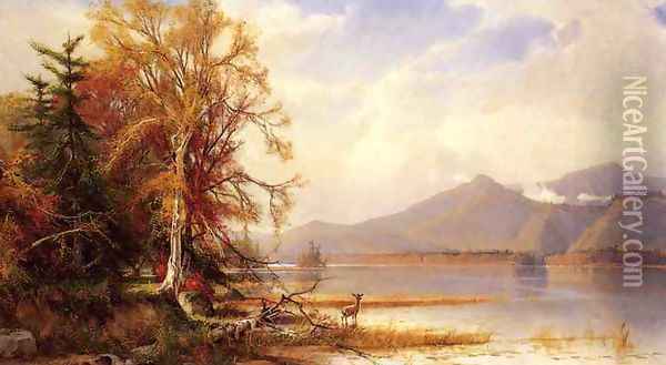 Mountain Lake in Autumn Oil Painting - Henry A. Ferguson
